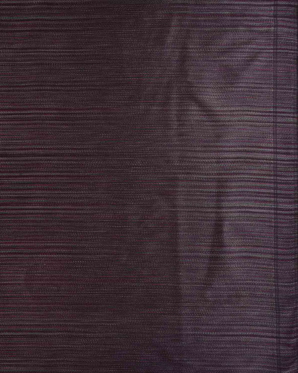 Black Banarasi Resham & Zari Stripes Brocade Handwoven Katan Silk Saree with Multicolor Resham Border Pallu-HolyWeaves