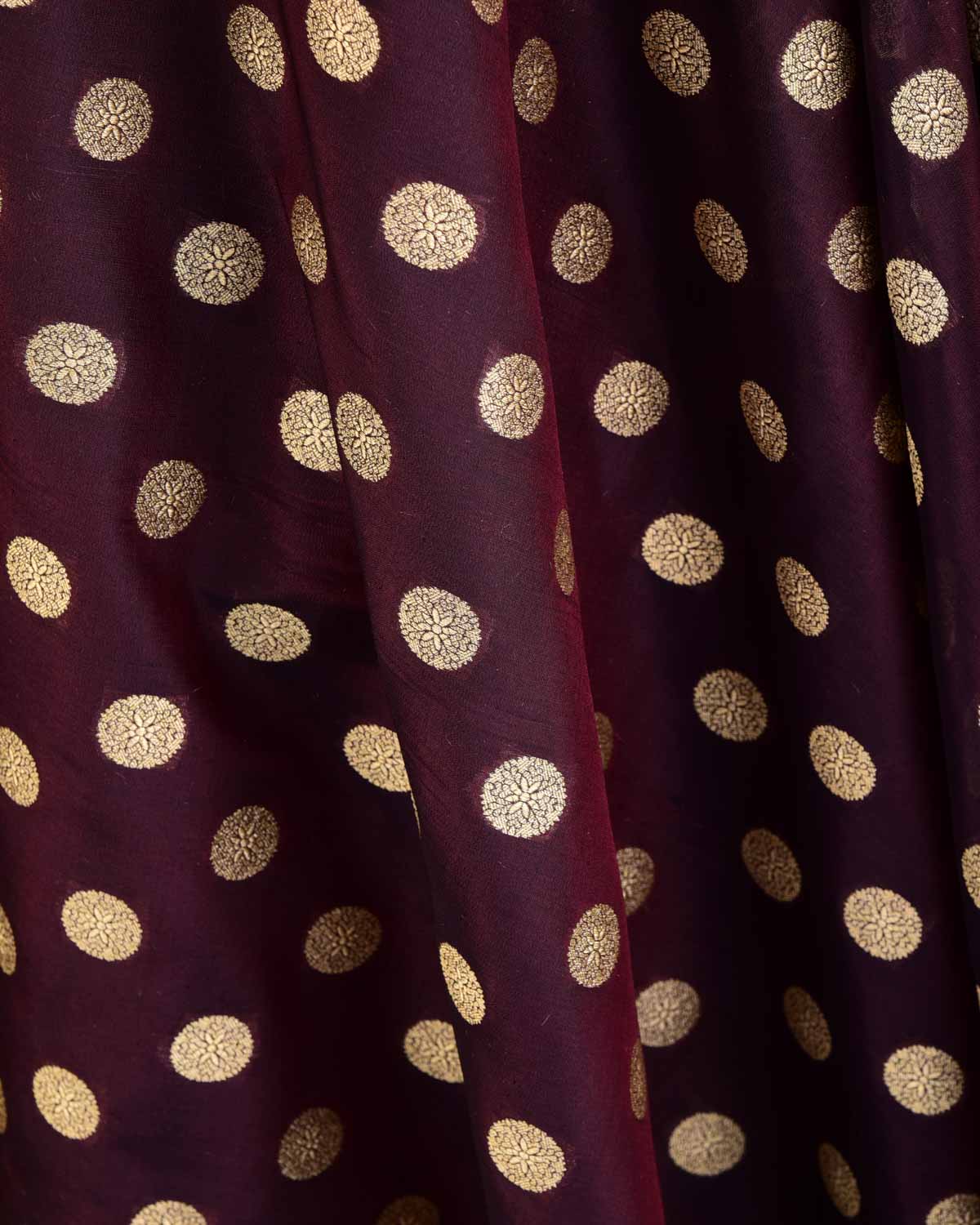 Mahogany Gold Zari Asharfi Buti Cutwork Brocade Handwoven Katan Georgette Banarasi Dupatta-HolyWeaves