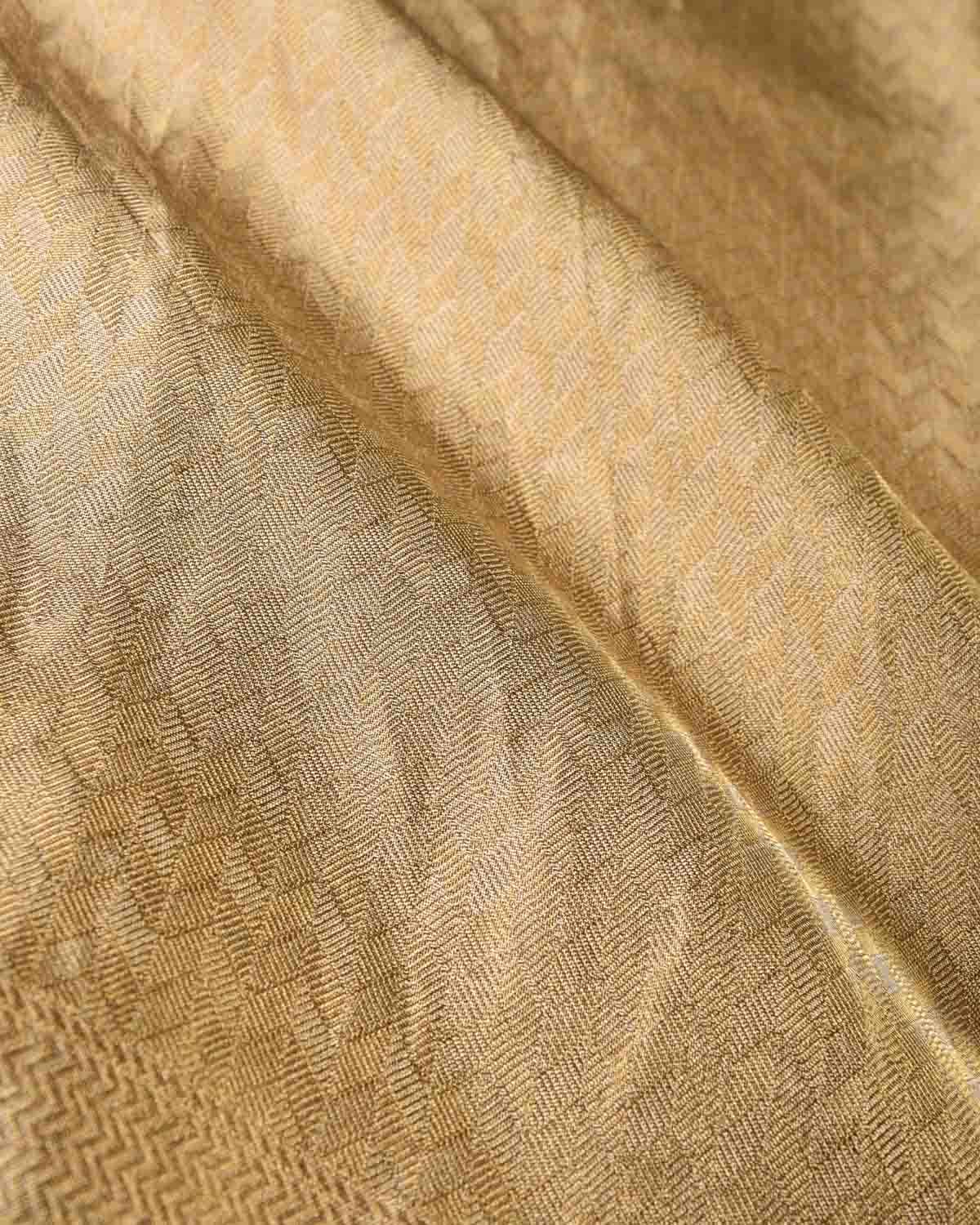 Metallic Gold Herring Bone Brocade Handwoven Tissue Banarasi Saree-HolyWeaves