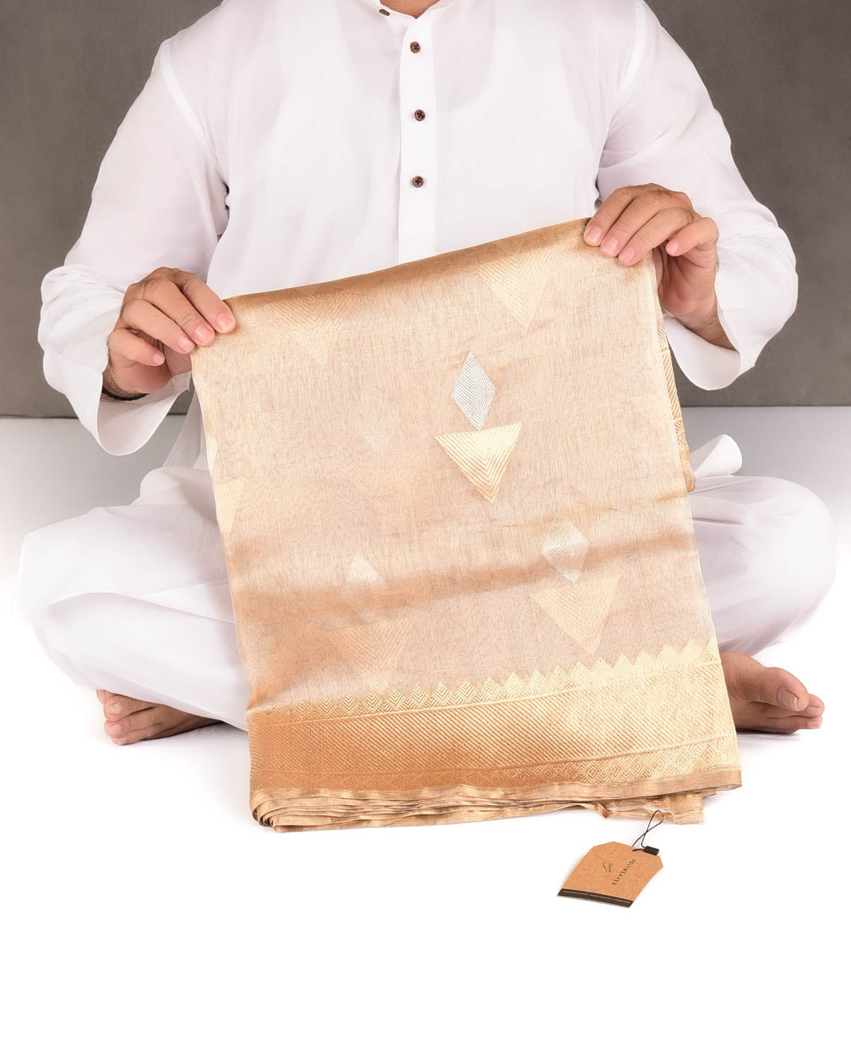 Metallic Gold Gold & Silver Zari Deepak Buta Kadhuan Brocade Handwoven Tissue Banarasi Saree-HolyWeaves