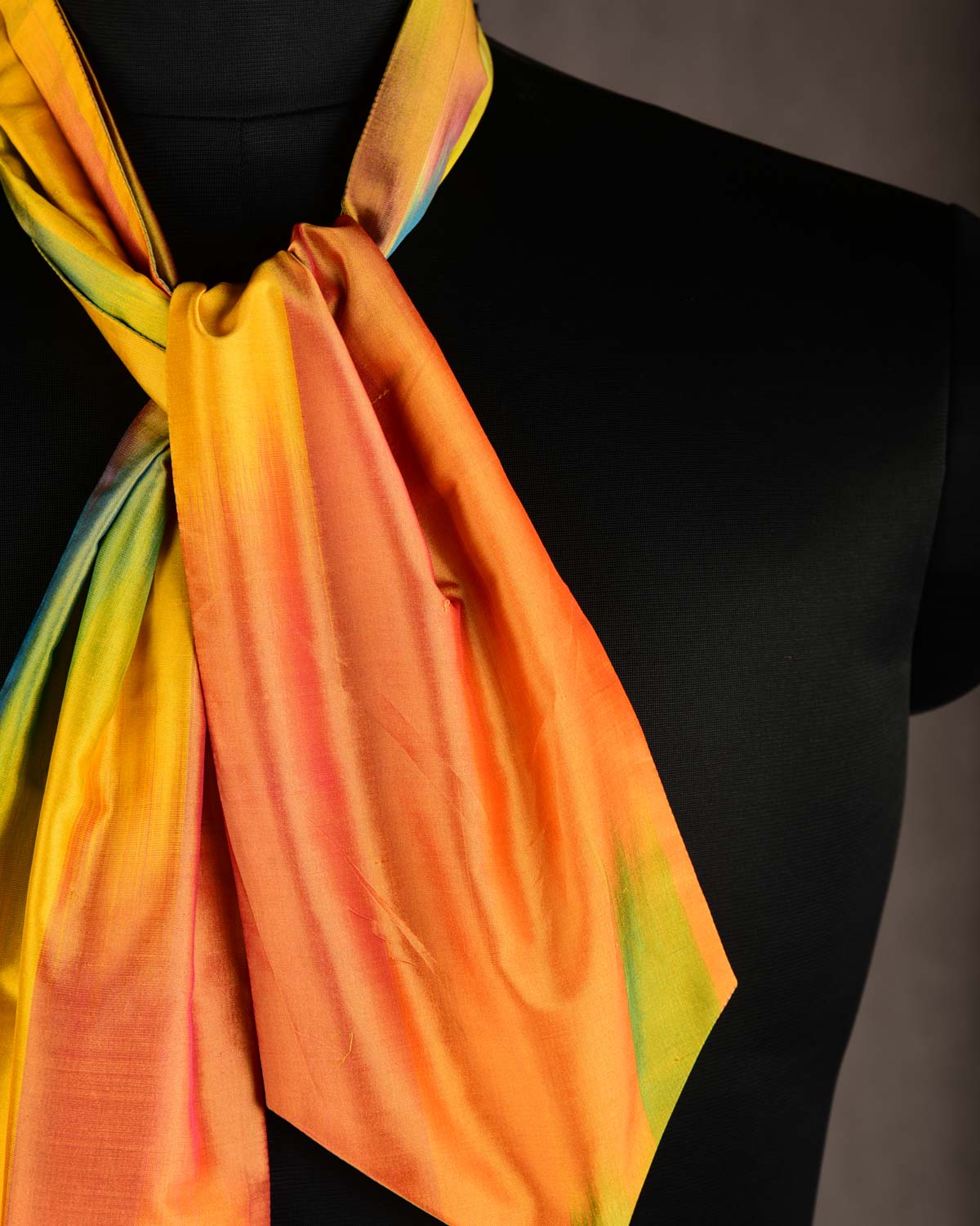 Vibgyor Yellow Handwoven Silk Ascot Tie-HolyWeaves