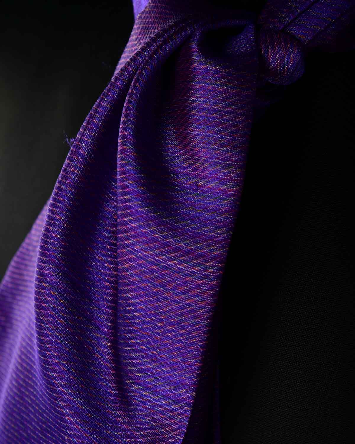 Purple Multi-color Waterfall Handwoven Silk Ascot Tie-HolyWeaves