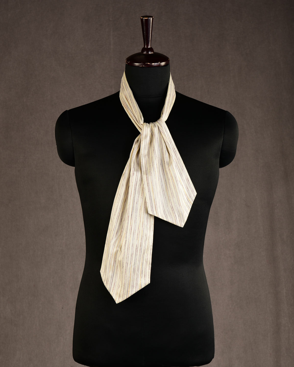 Cream Handwoven Silk Ascot Tie-HolyWeaves