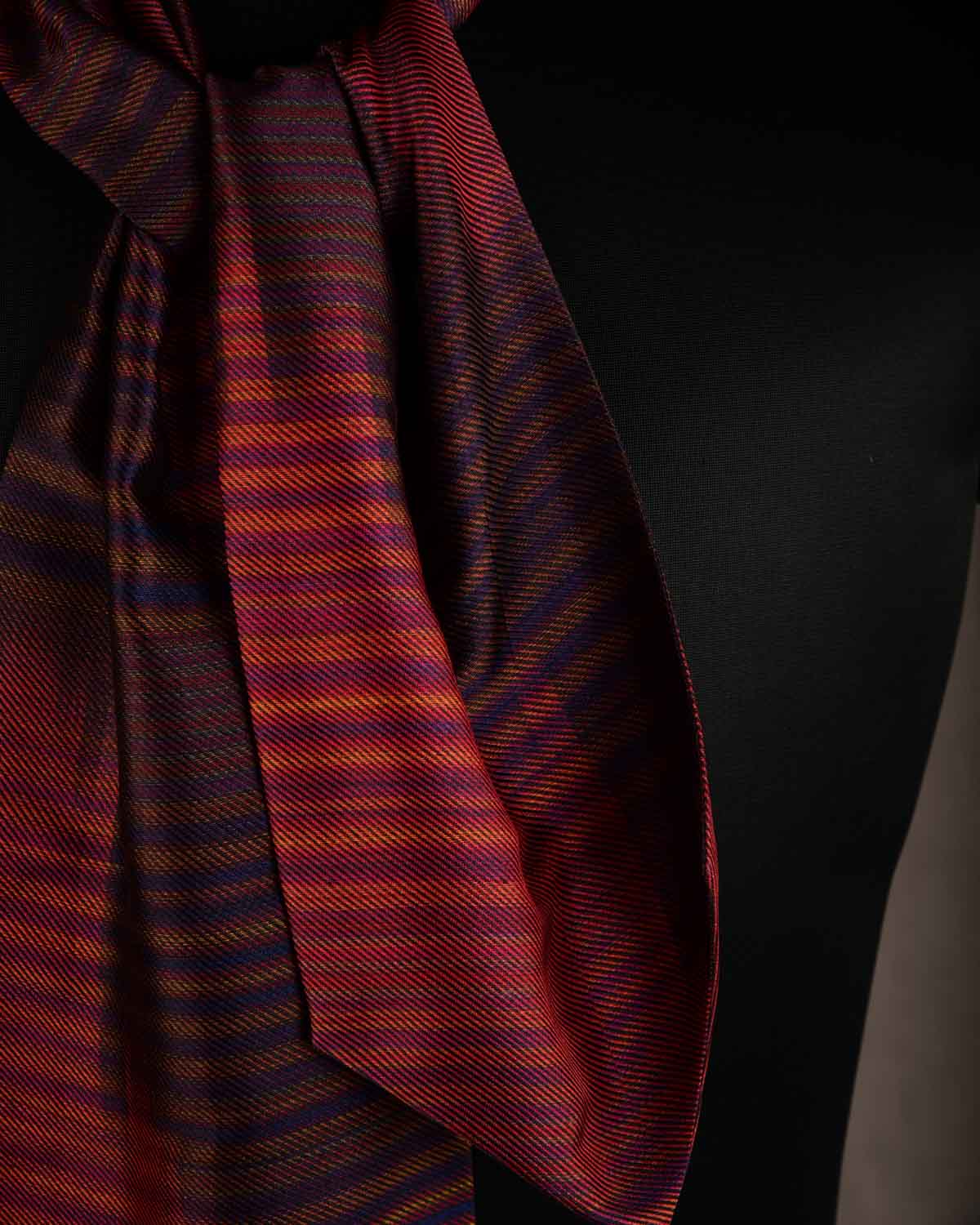 Ombre Maroon Multi-color Waterfall Handwoven Silk Ascot Tie-HolyWeaves