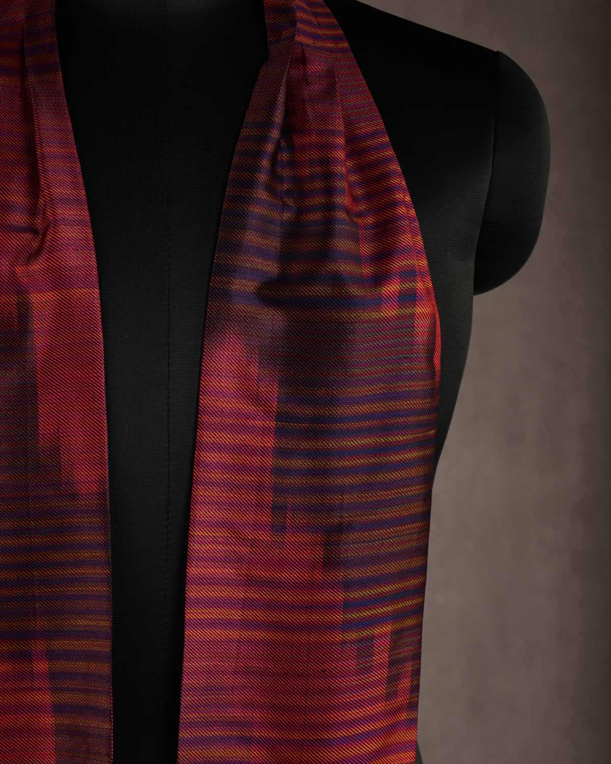 Ombre Maroon Multi-color Waterfall Handwoven Silk Ascot Tie-HolyWeaves