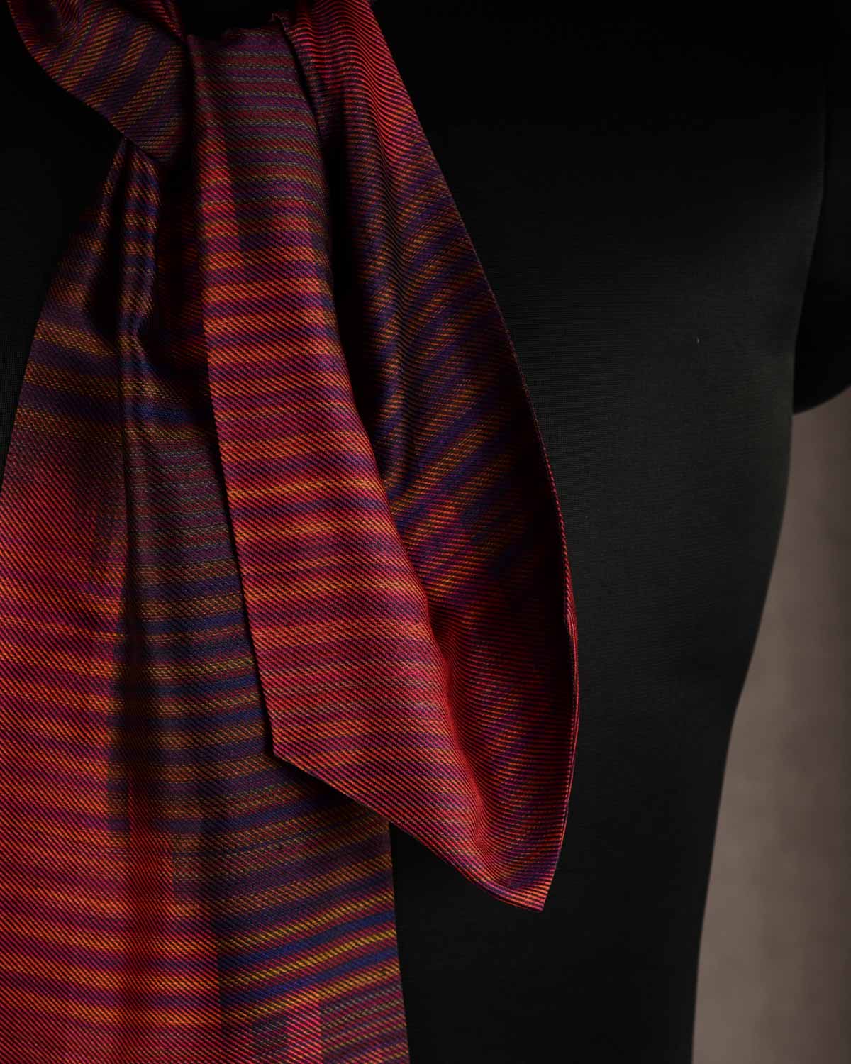 Ombre Maroon Multi-color Waterfall Handwoven Silk Ascot Tie-HolyWeaves