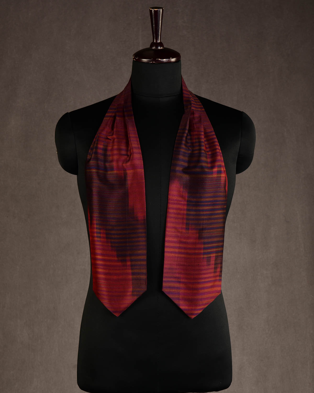 Ombre Maroon Multi-color Waterfall Handwoven Silk Ascot Tie-HolyWeaves
