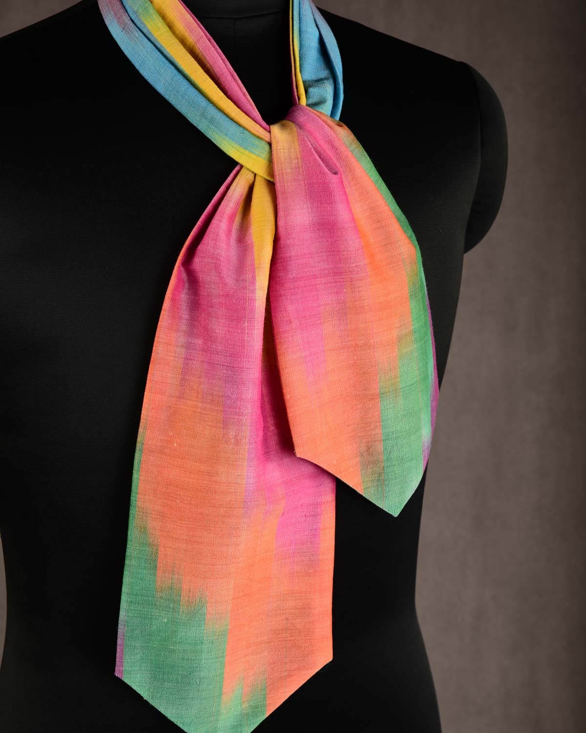 Ombre Multi-color Handwoven Cotton Silk Ascot Tie-HolyWeaves