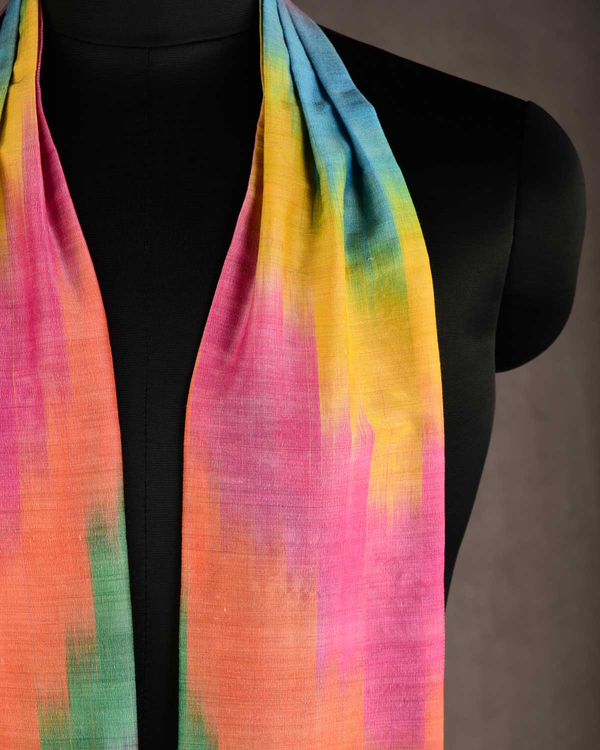 Ombre Multi-color Handwoven Cotton Silk Ascot Tie-HolyWeaves
