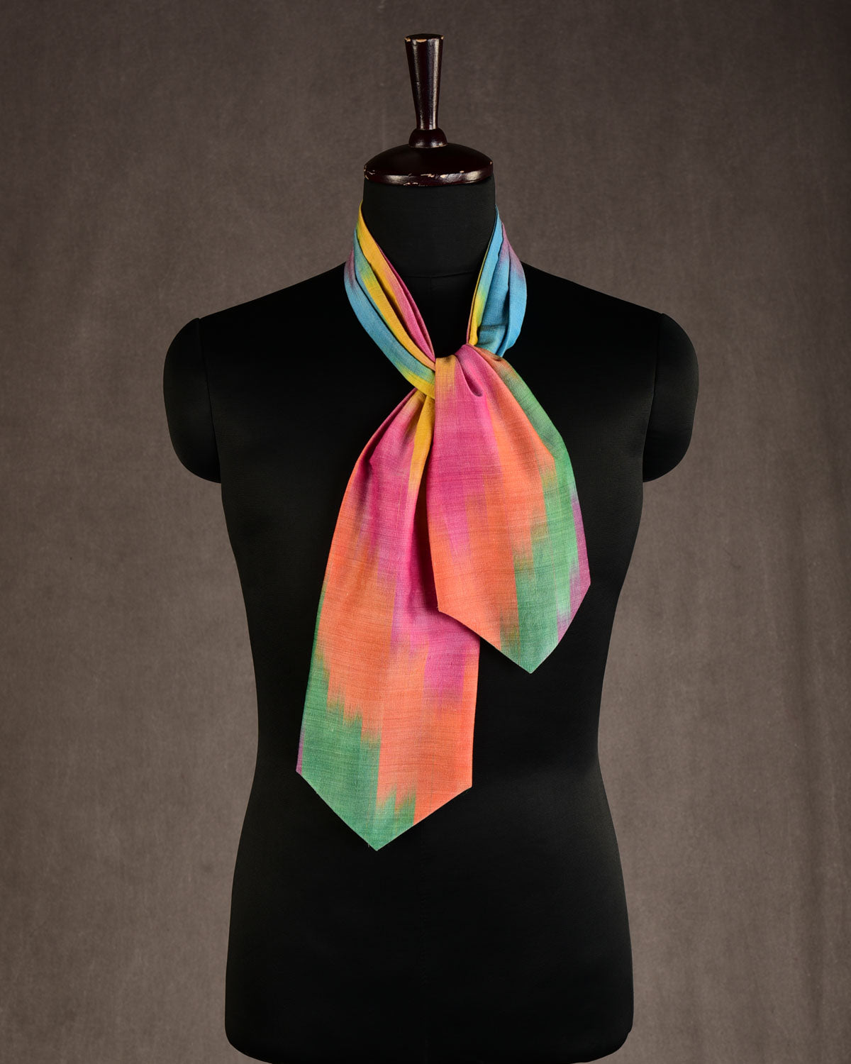 Ombre Multi-color Handwoven Cotton Silk Ascot Tie-HolyWeaves