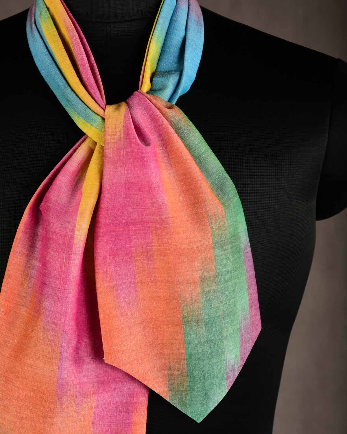 Ombre Multi-color Handwoven Cotton Silk Ascot Tie-HolyWeaves