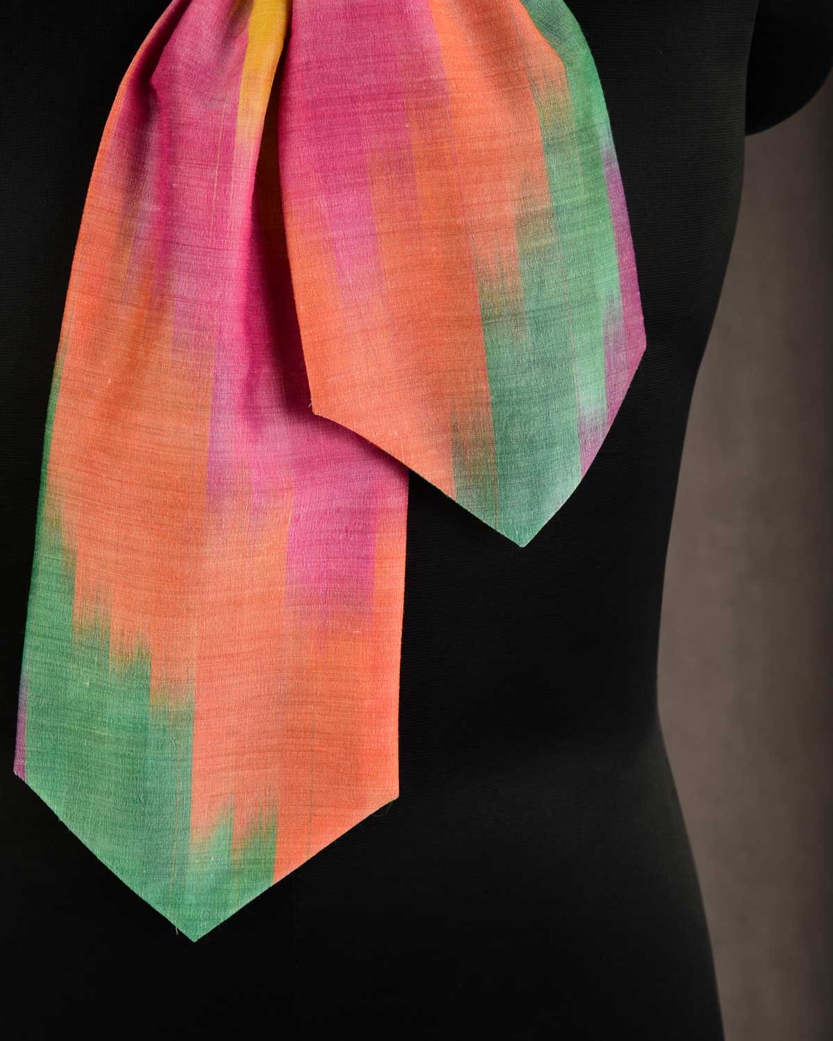 Ombre Multi-color Handwoven Cotton Silk Ascot Tie-HolyWeaves