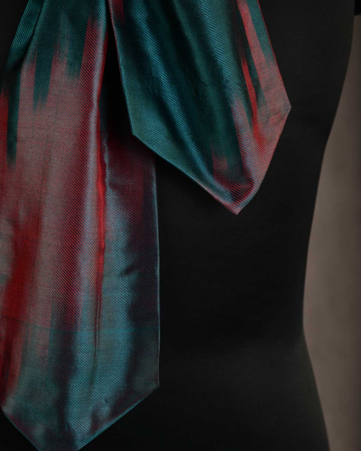 Ombre Teal Blue Handwoven Silk Ascot Tie-HolyWeaves