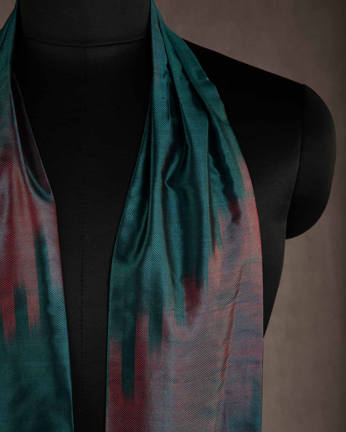 Ombre Teal Blue Handwoven Silk Ascot Tie-HolyWeaves