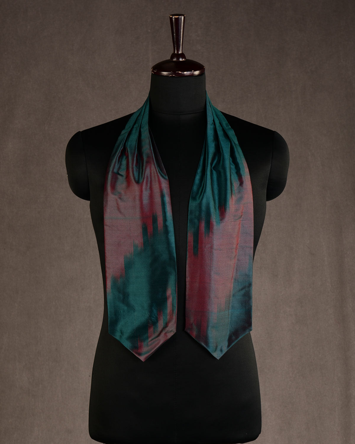 Ombre Teal Blue Handwoven Silk Ascot Tie-HolyWeaves