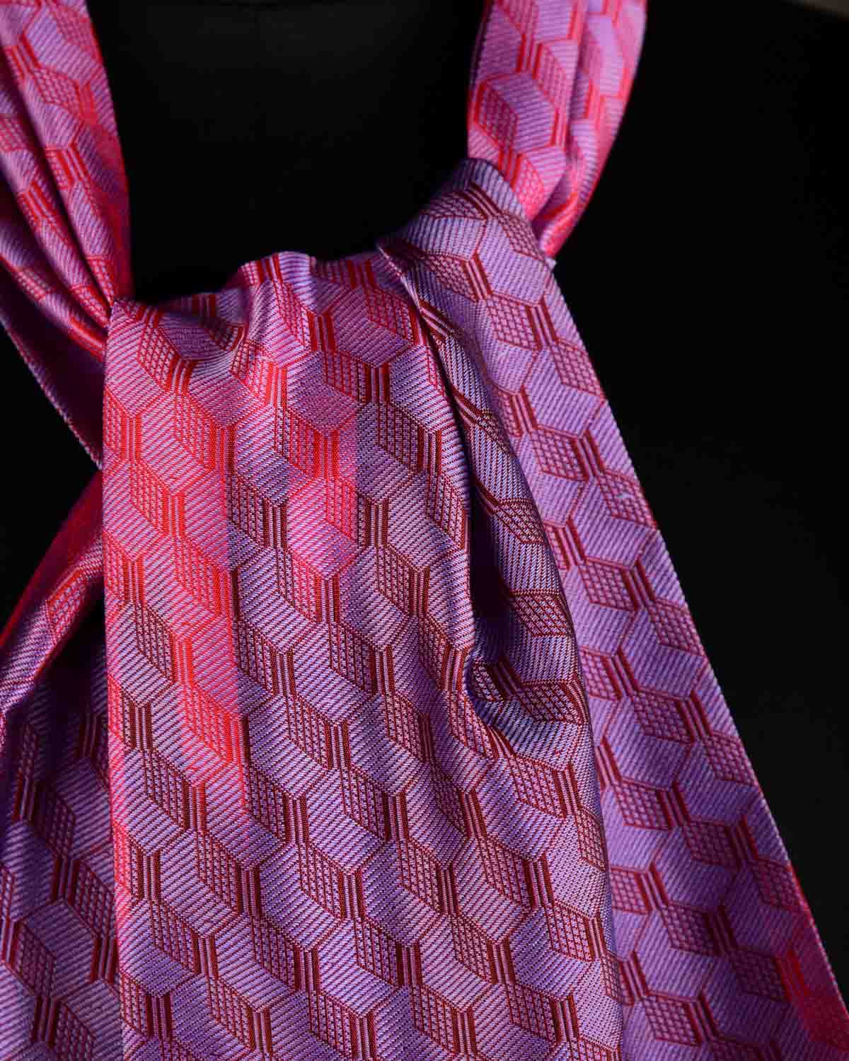 Ombre Mauve Metropolis Handwoven Silk Ascot Tie-HolyWeaves