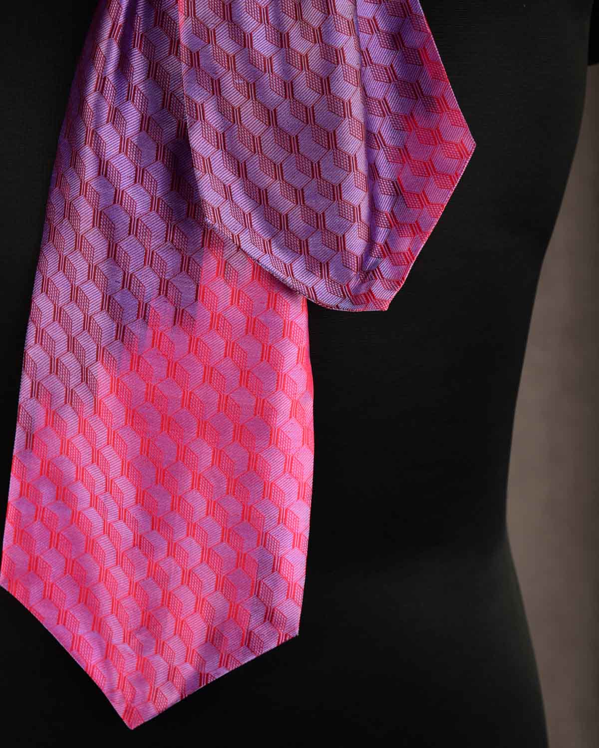 Ombre Mauve Metropolis Handwoven Silk Ascot Tie-HolyWeaves
