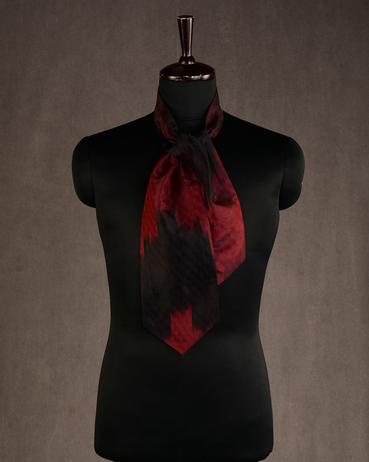 Ombre Metallic Maroon Metropolis Handwoven Silk Ascot Tie-HolyWeaves
