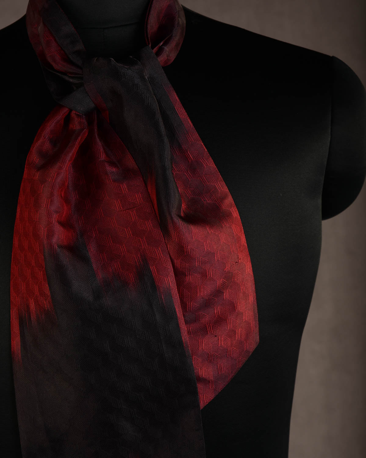 Ombre Metallic Maroon Metropolis Handwoven Silk Ascot Tie-HolyWeaves