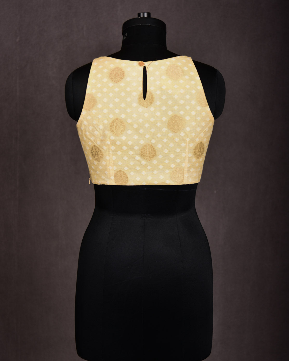 Mellow Yellow Banarasi Brocade Cotton Silk Blouse-HolyWeaves