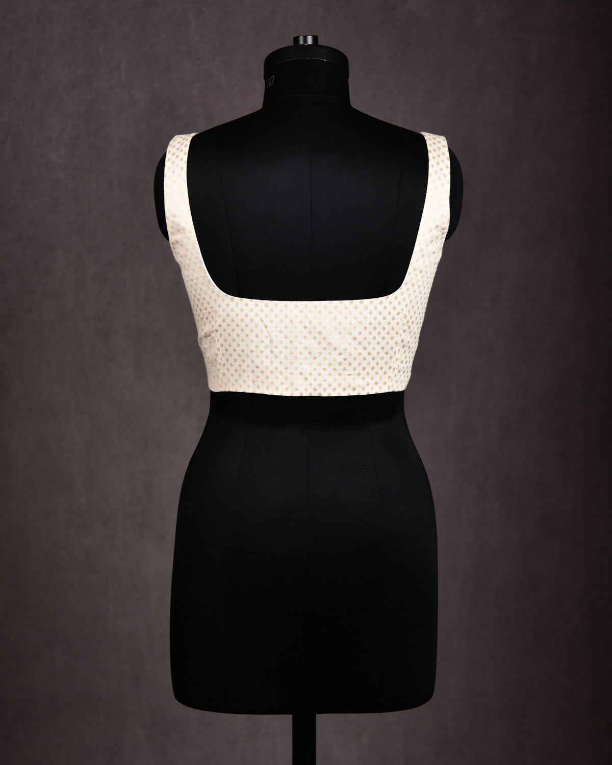 Cream Banarasi Gold Polka Dots Brocade Cotton Silk Blouse-HolyWeaves