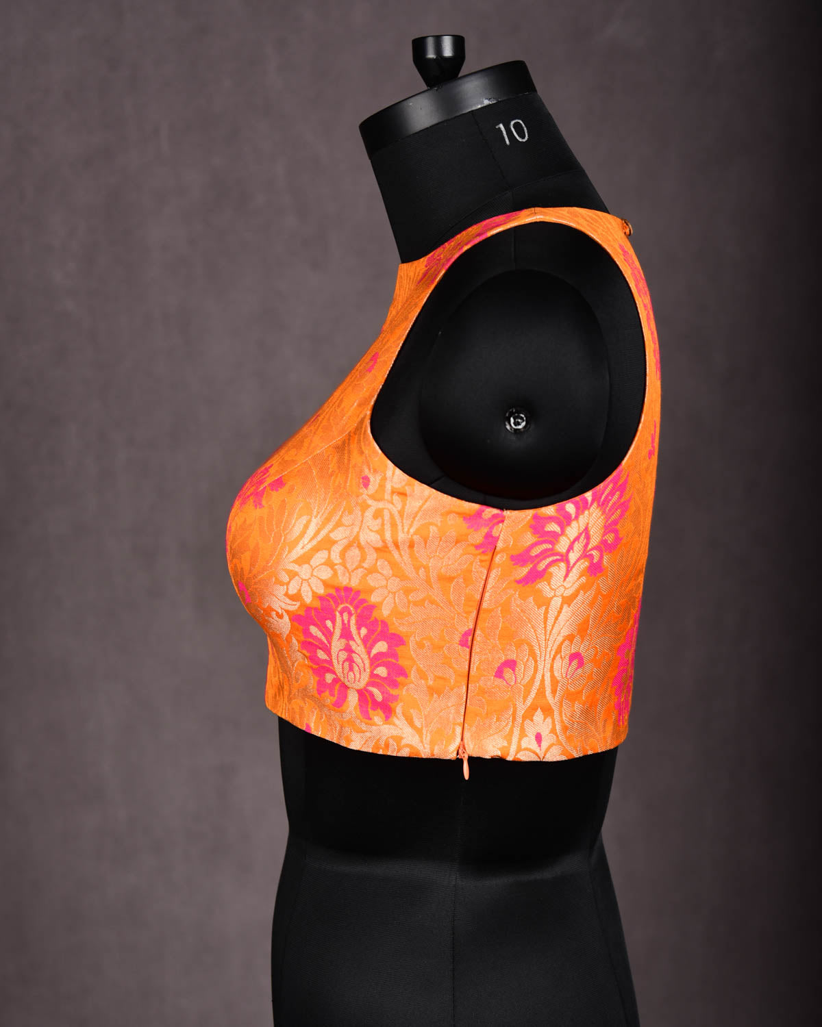 Orange Banarasi Gold Zari & Resham Cutwork Brocade Katan Silk Blouse-HolyWeaves