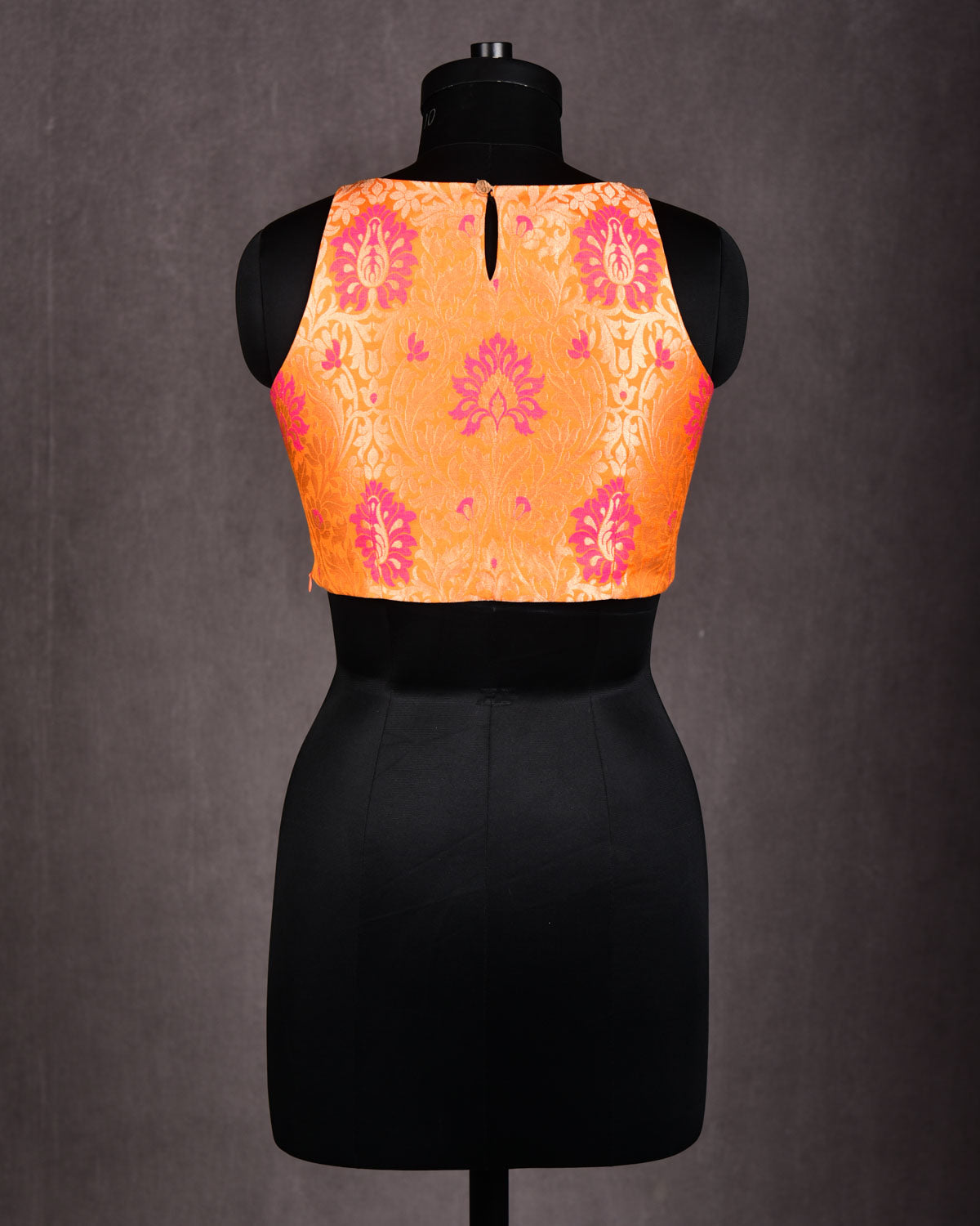 Orange Banarasi Gold Zari & Resham Cutwork Brocade Katan Silk Blouse-HolyWeaves