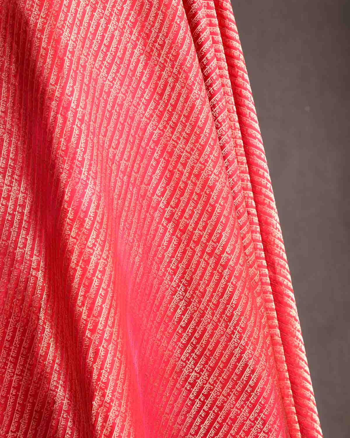 Bridal Ombre Red Silver Zari Geeta Shlok 2.47 Brocade Handwoven Katan Silk Banarasi Dupatta-HolyWeaves