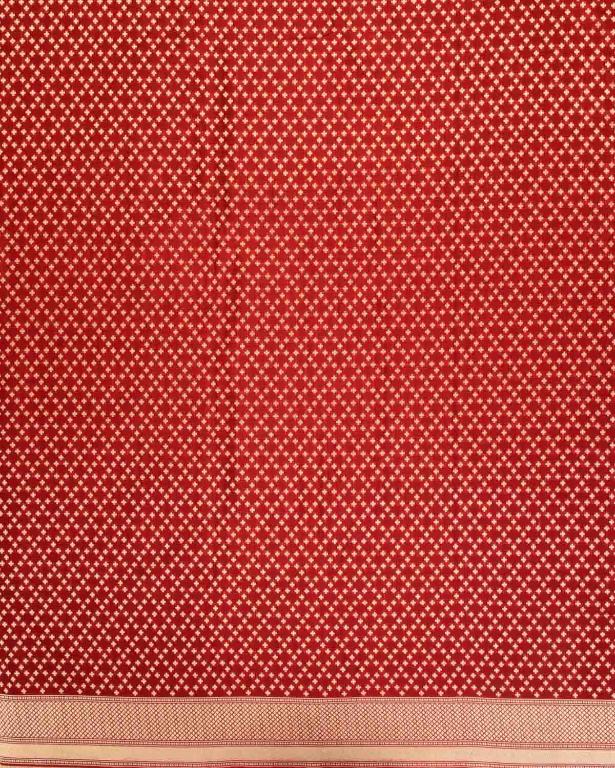 Maroon Gold Zari Cutwork Brocade Handwoven Katan Georgette Banarasi Dupatta-HolyWeaves