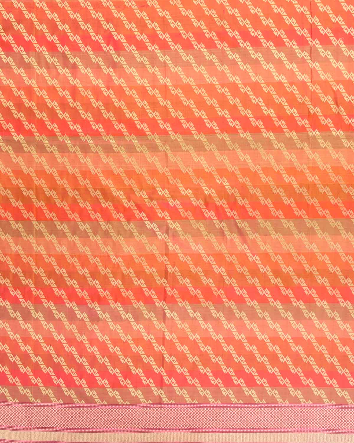 Striped Multi-color Gold Zari Cutwork Brocade Handwoven Katan Silk Banarasi Dupatta-HolyWeaves