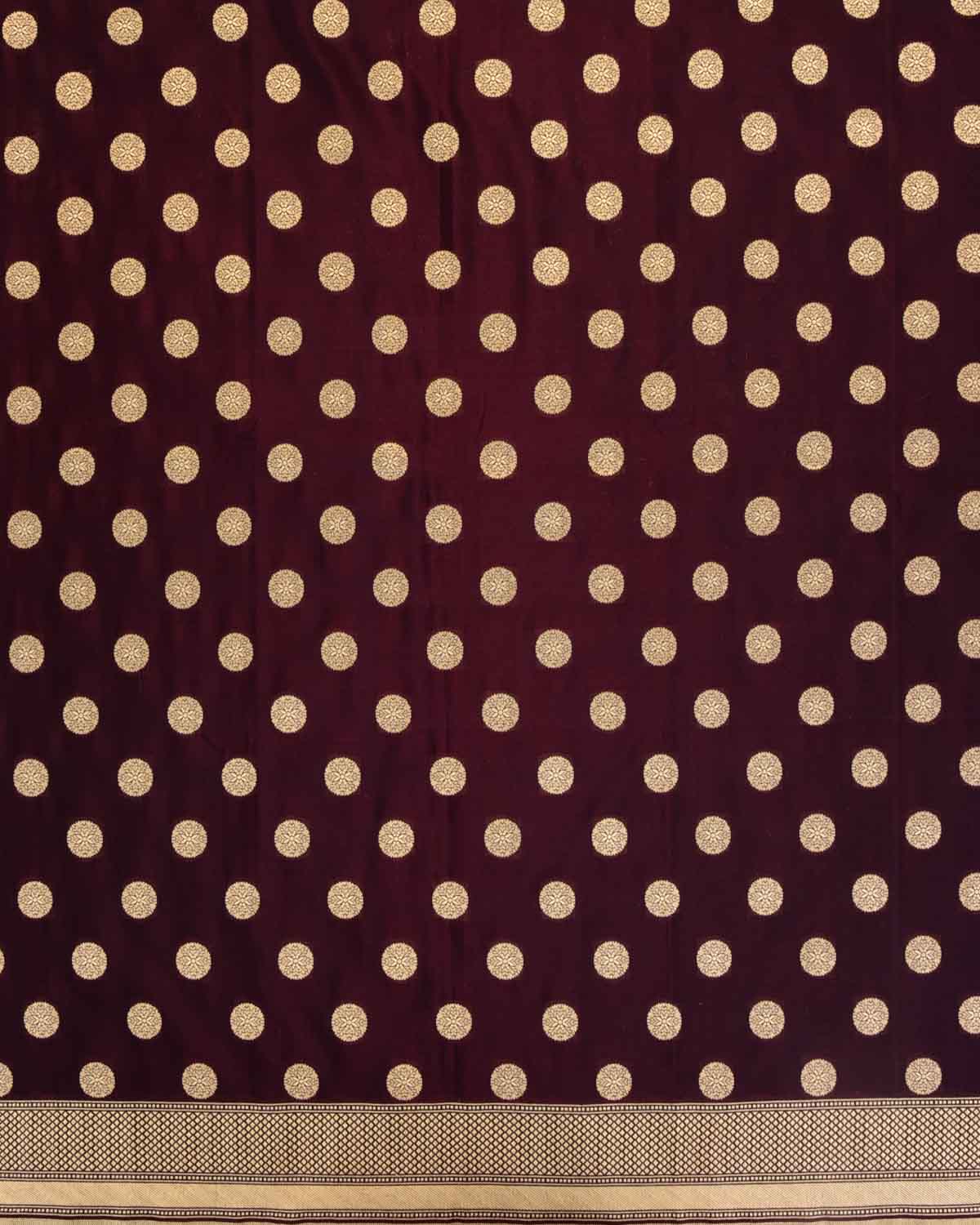 Mahogany Gold Zari Asharfi Buti Cutwork Brocade Handwoven Katan Georgette Banarasi Dupatta-HolyWeaves