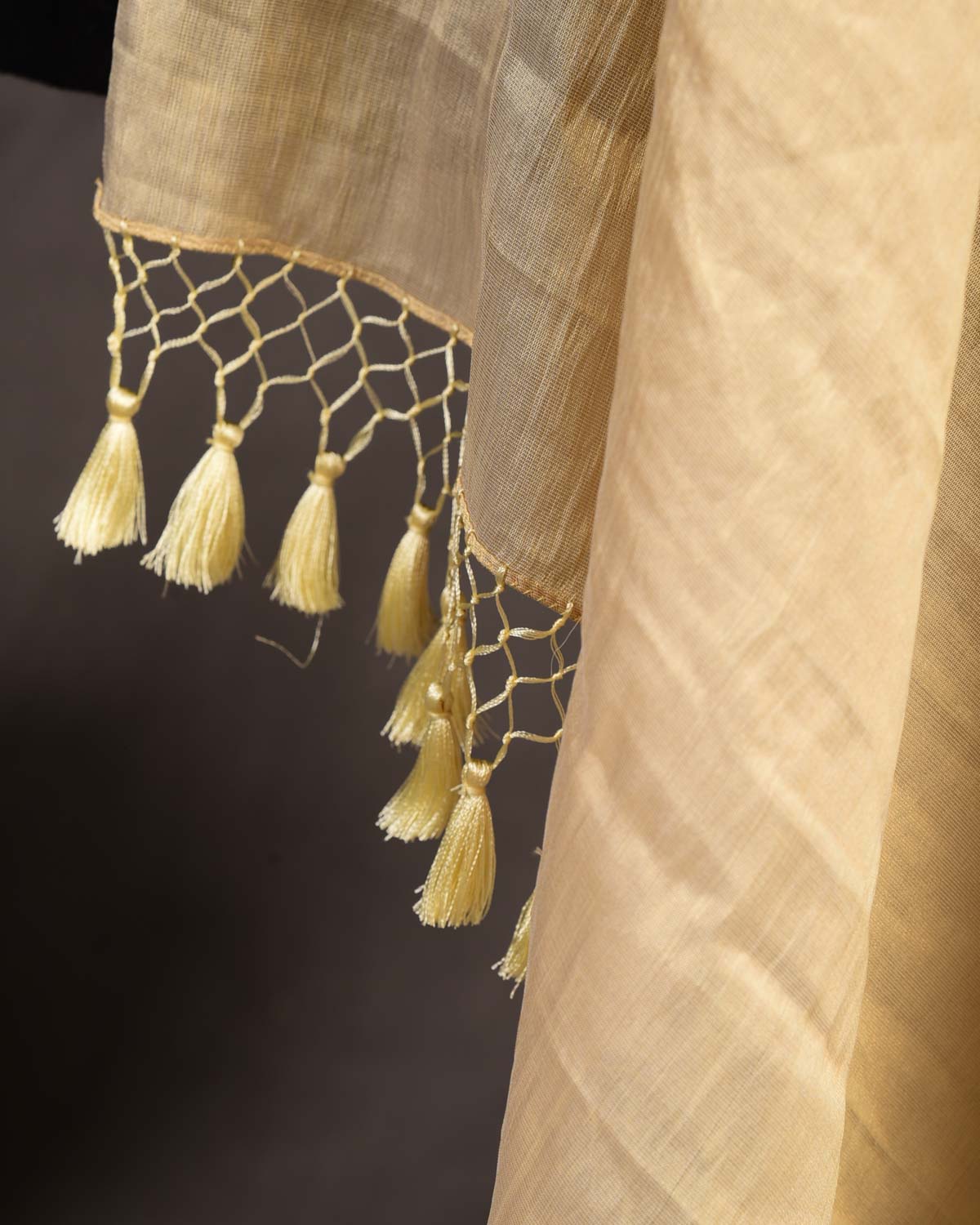 Gold Brocade Woven Tissue Georgette Unisex Dupatta-HolyWeaves