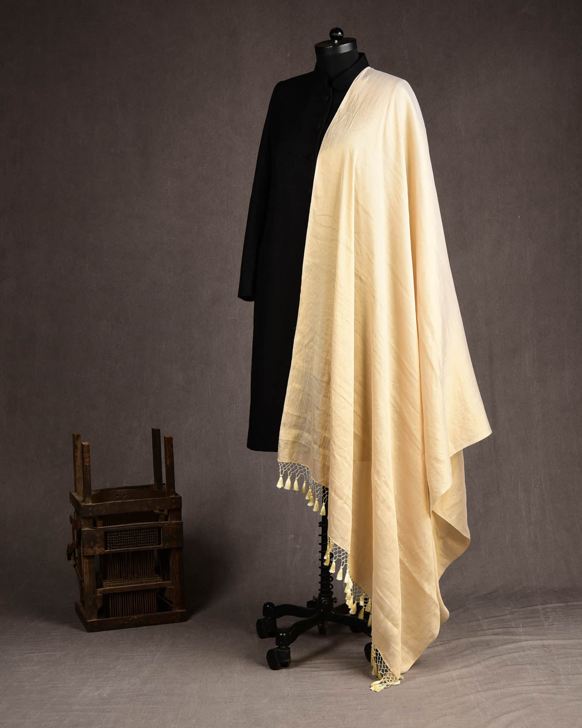 Gold Brocade Woven Tissue Georgette Unisex Dupatta-HolyWeaves
