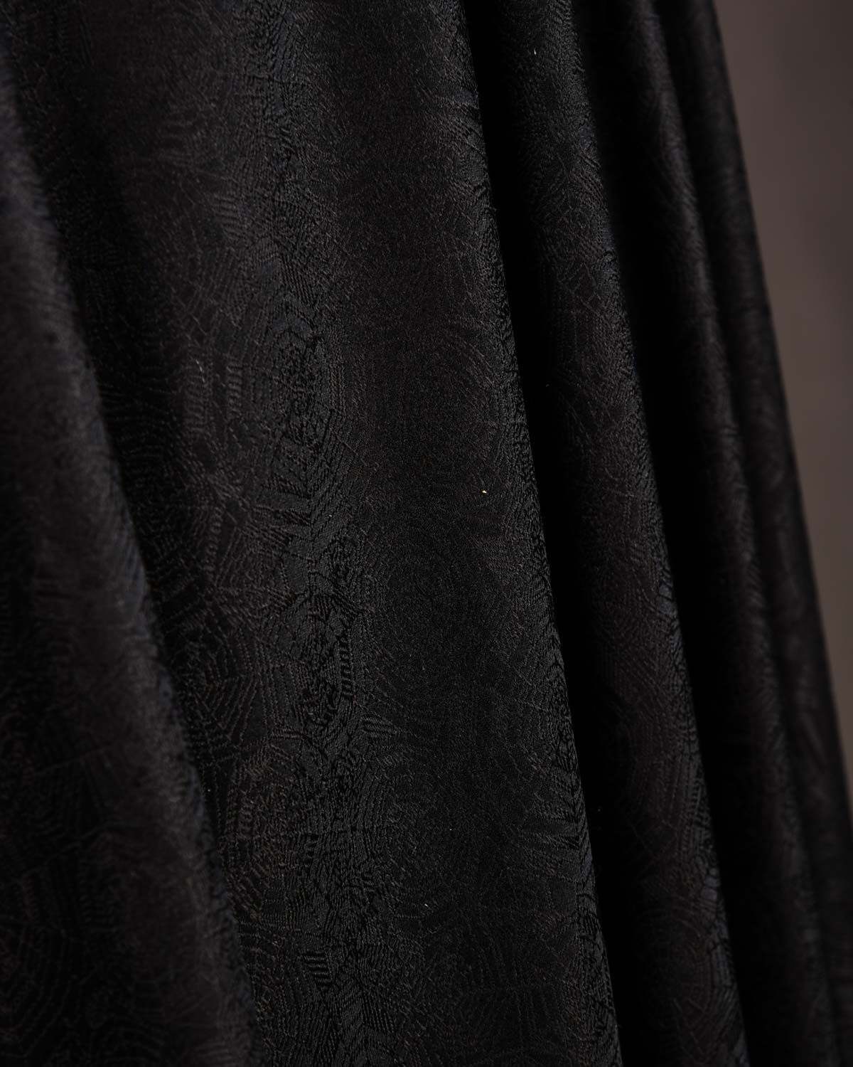 Black Spider Web Satin Tanchoi Handwoven Katan Silk Banarasi Dupatta-HolyWeaves