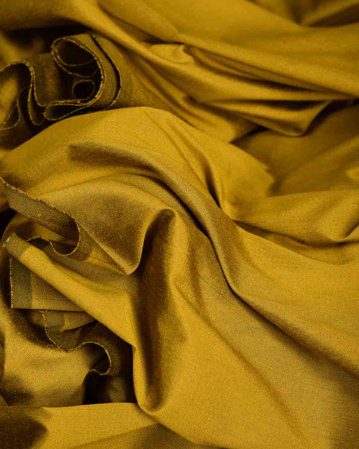 Dijon Yellow Poly Cotton Silk Fabric-HolyWeaves