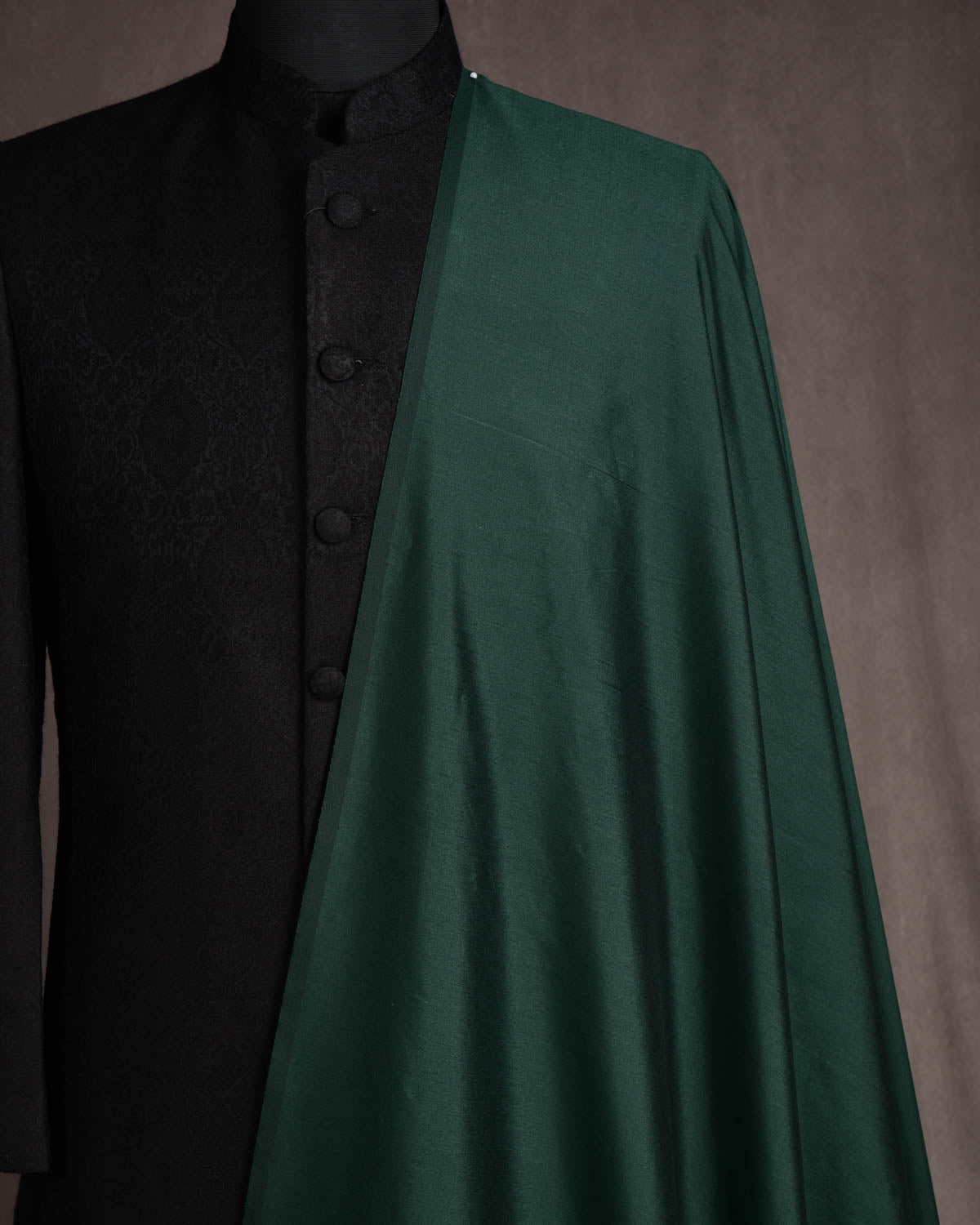 Midnight Green Poly Cotton Silk Fabric-HolyWeaves