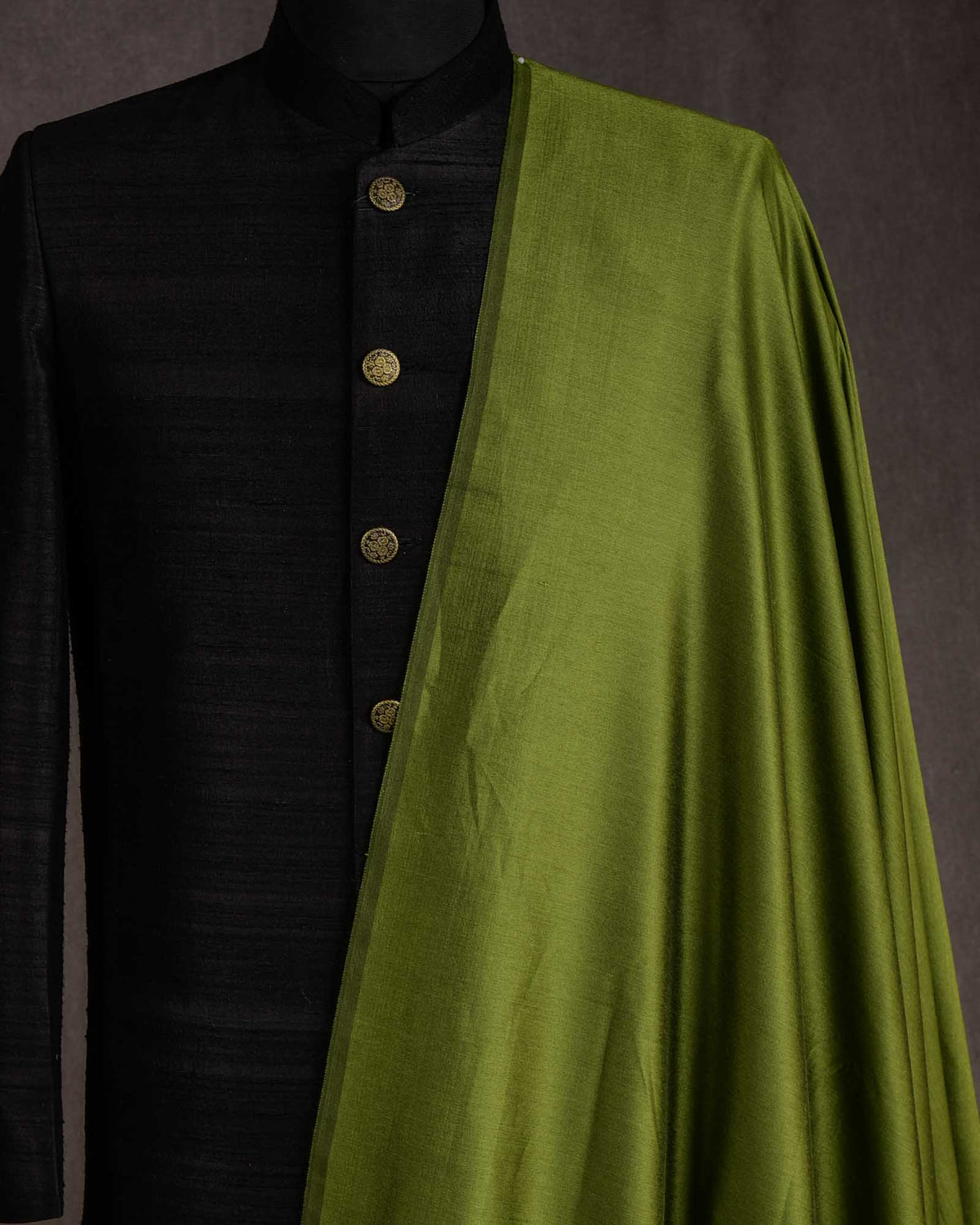 Green Woven Poly Cotton Silk Fabric-HolyWeaves