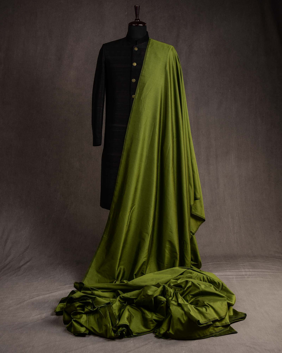 Green Woven Poly Cotton Silk Fabric-HolyWeaves