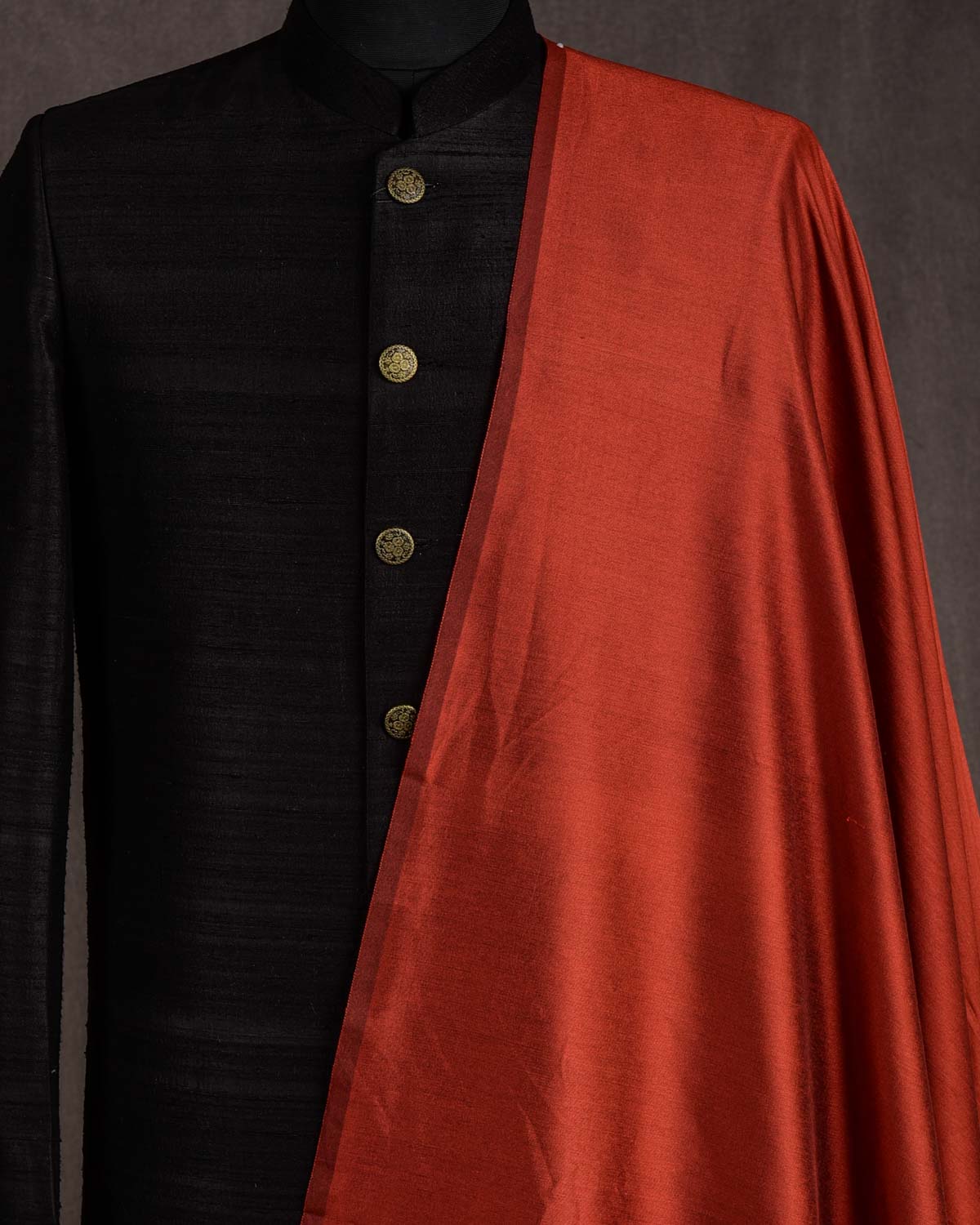 Rusty Maroon Woven Poly Cotton Silk Fabric