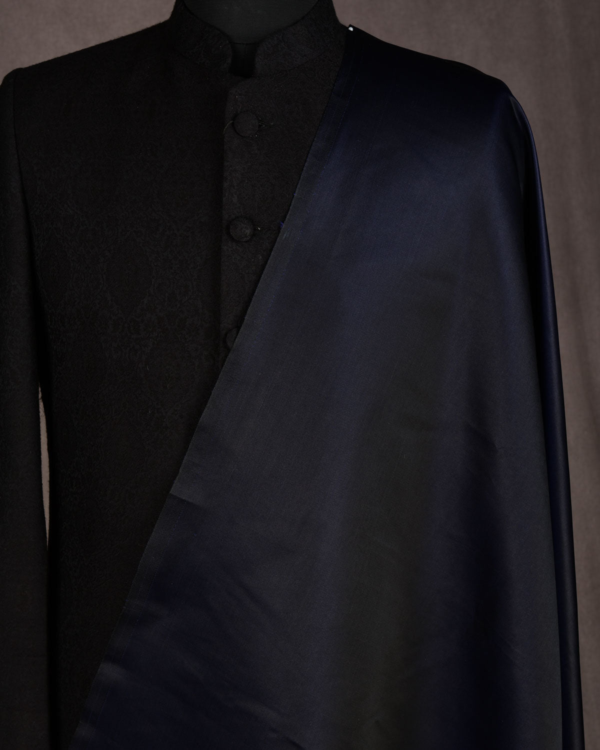 Navy Blue Plain Satin Viscose Silk Fabric-HolyWeaves