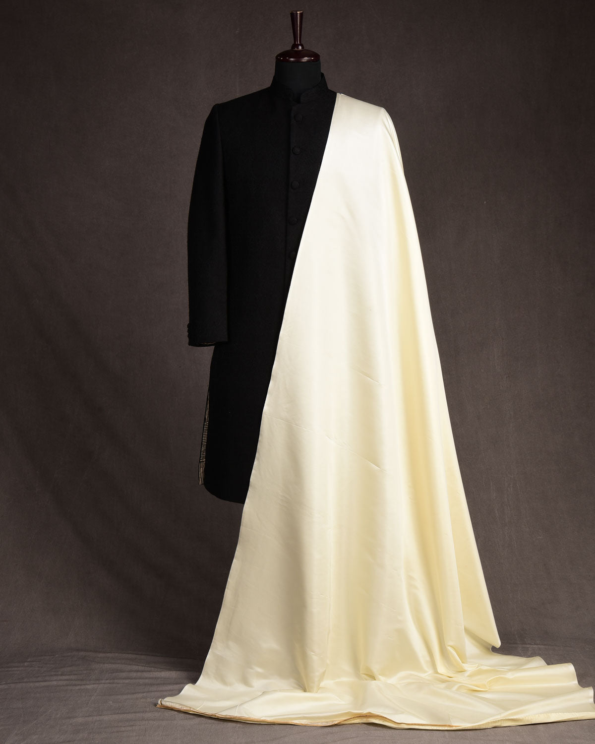 Cream Banarasi Plain Woven Satin Viscose Silk Unisex Fabric-HolyWeaves