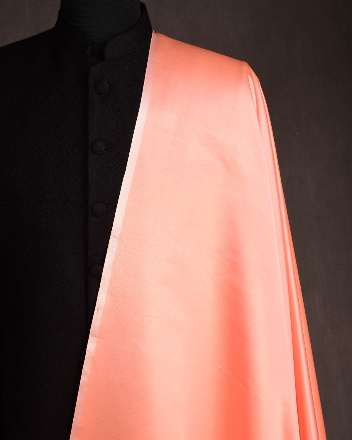 Salmon Pink Banarasi Plain Woven Satin Viscose Silk Unisex Fabric-HolyWeaves