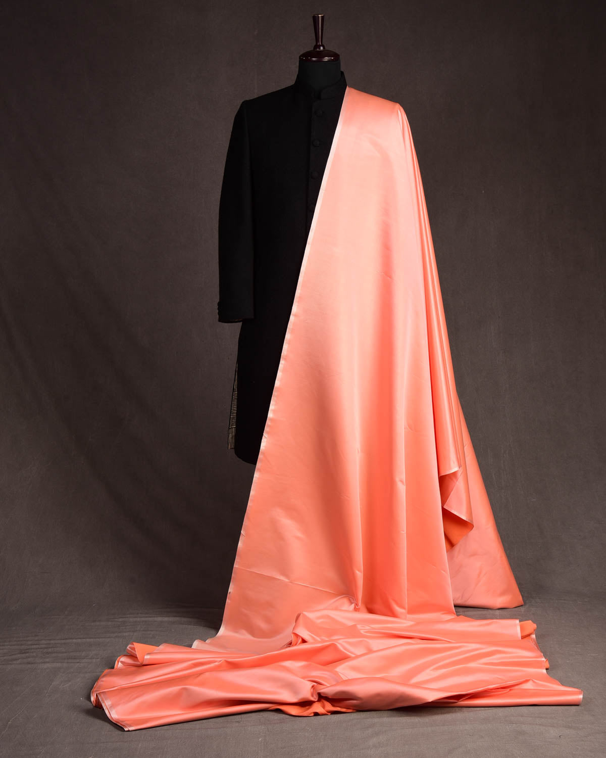 Salmon Pink Banarasi Plain Woven Satin Viscose Silk Unisex Fabric-HolyWeaves