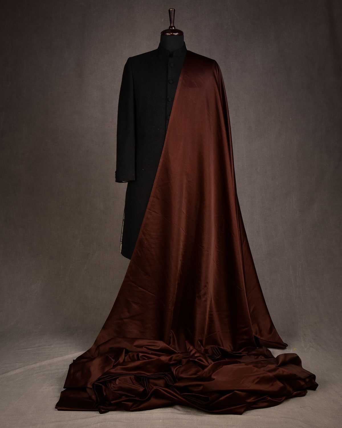 Brown Satin Woven Viscose Silk Banarasi Fabric-HolyWeaves