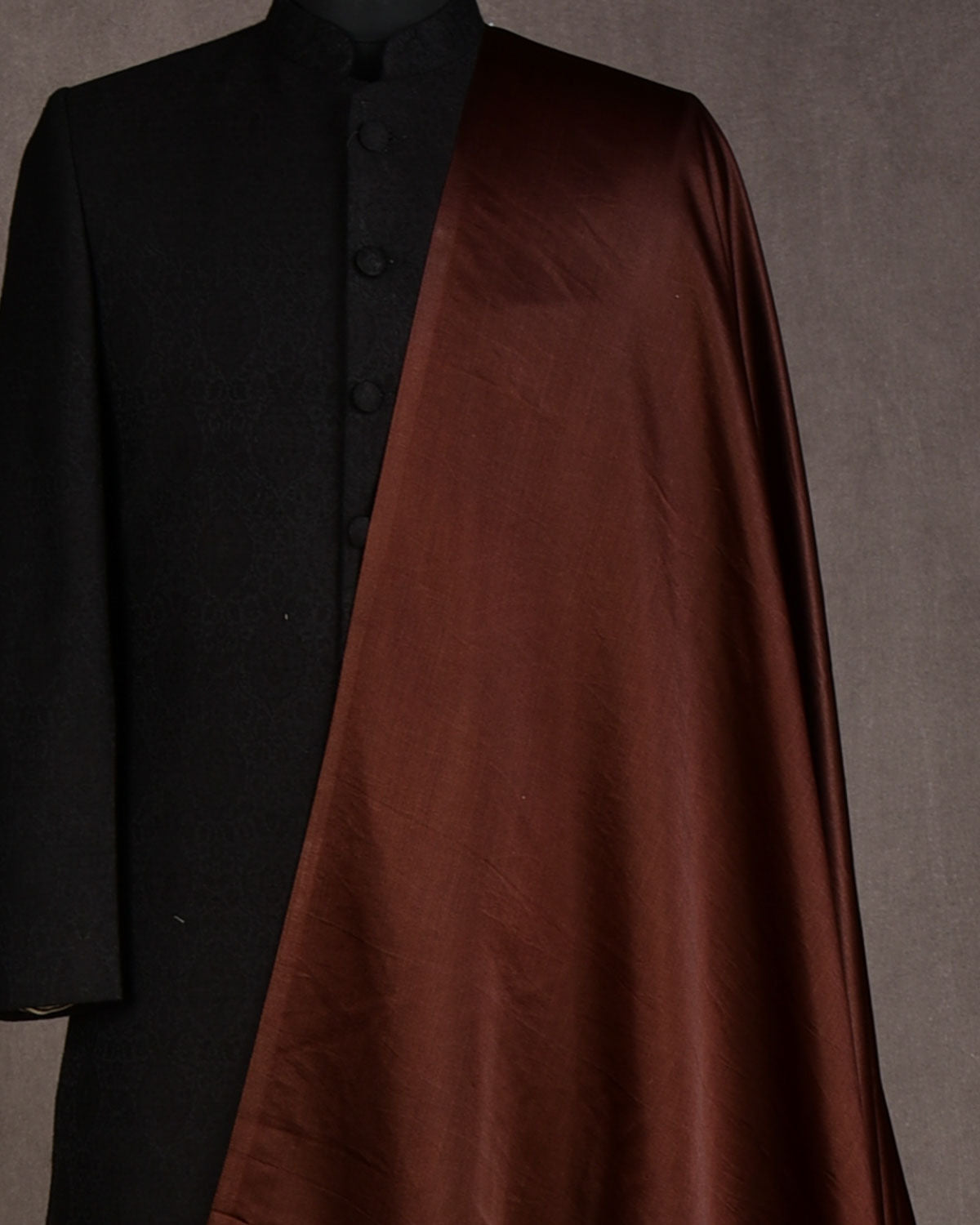 Brown Satin Woven Viscose Silk Banarasi Fabric-HolyWeaves