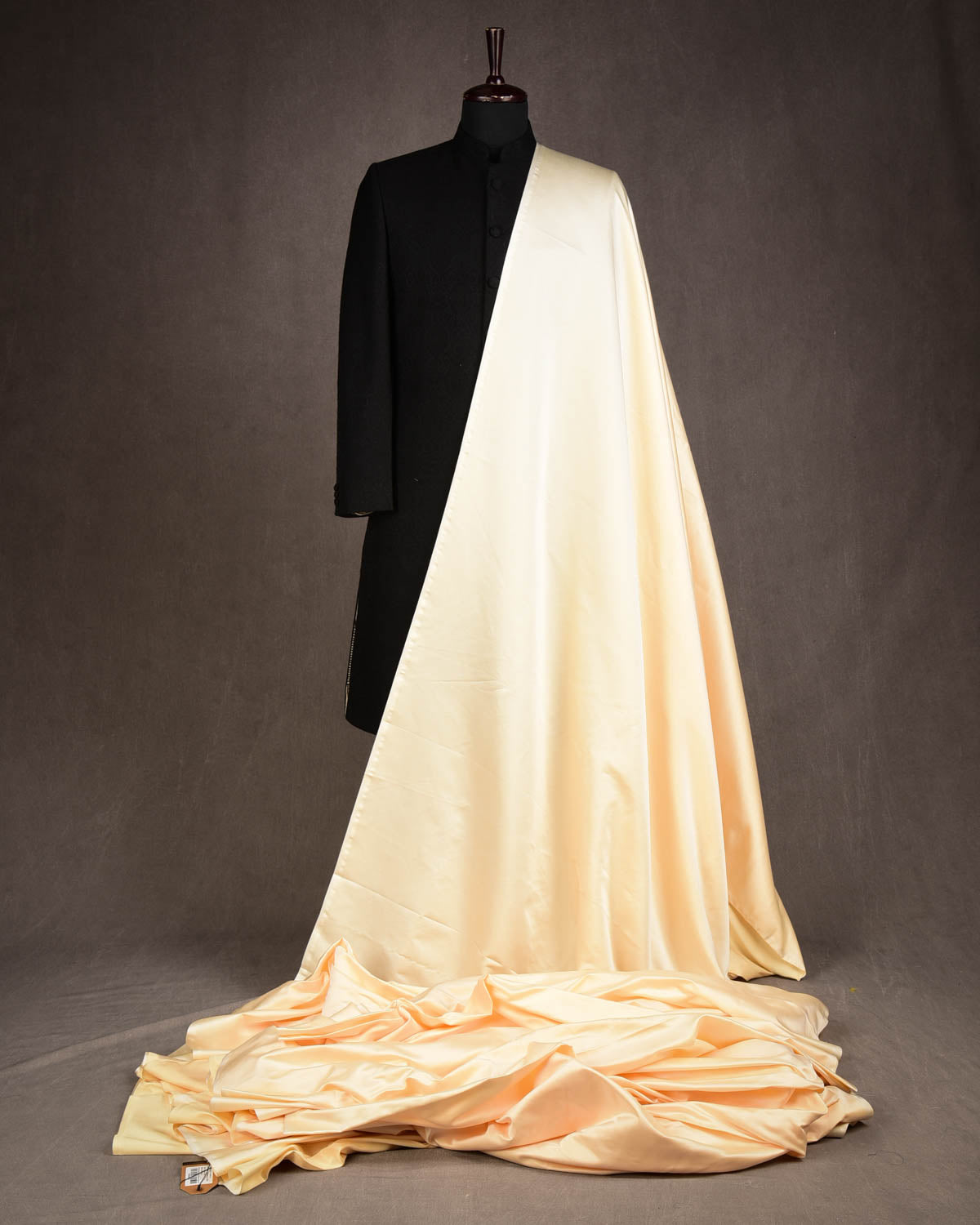 Cream Satin Woven Viscose Silk Banarasi Fabric-HolyWeaves