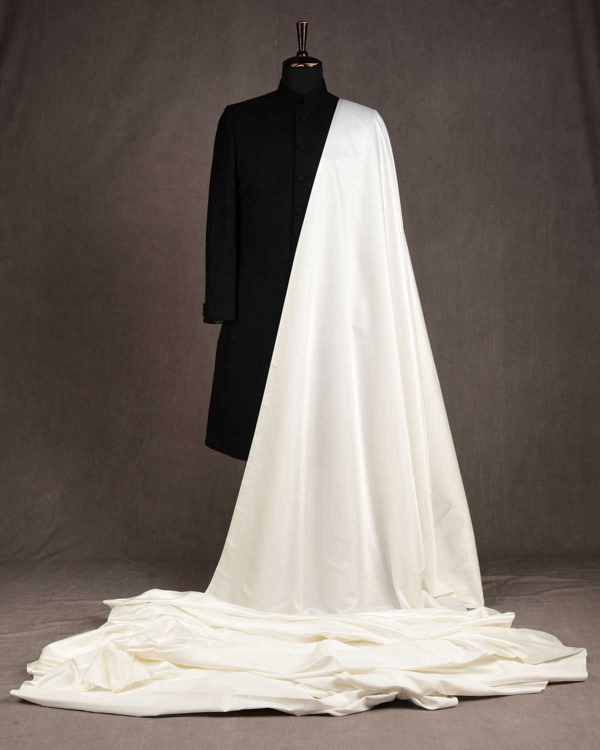 White Solid Satin Woven Viscose Silk Banarasi Fabric-HolyWeaves