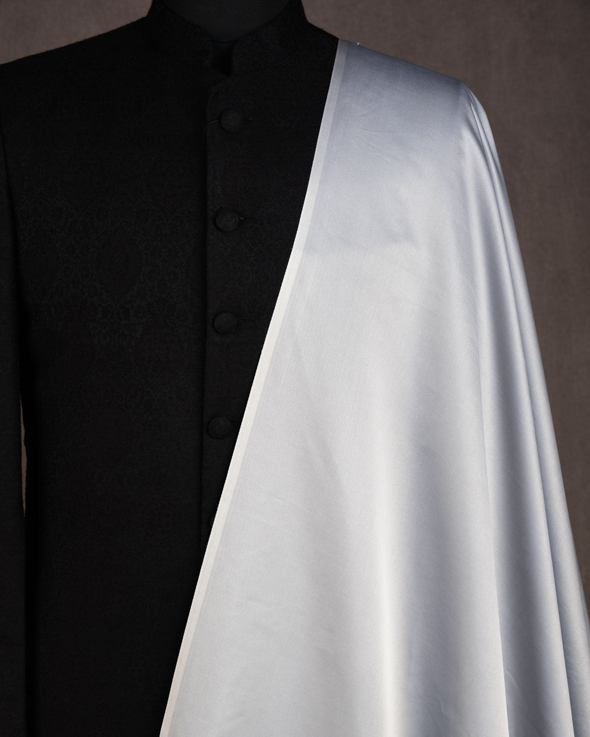 Nickel Gray Solid Satin Woven Viscose Silk Banarasi Fabric-HolyWeaves