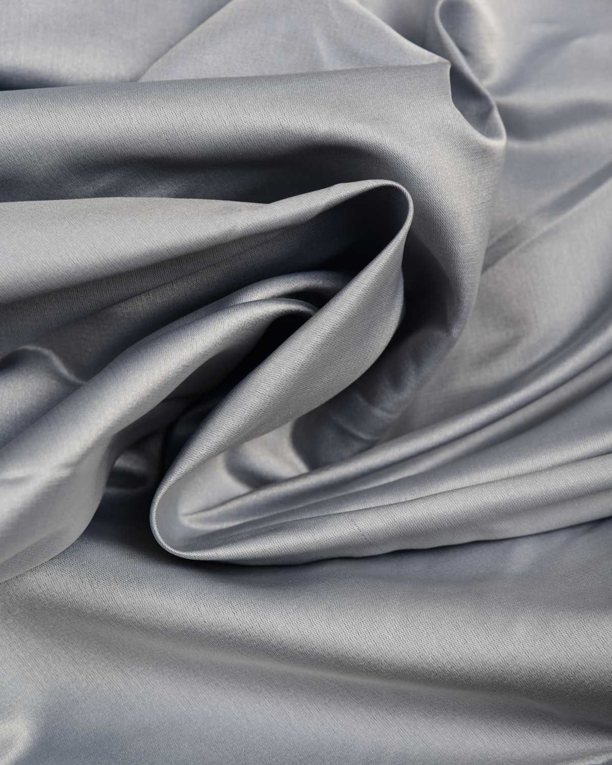 Nickel Gray Solid Satin Woven Viscose Silk Banarasi Fabric-HolyWeaves