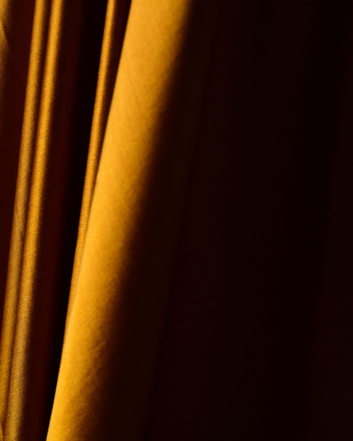 Mustard Yellow Solid Satin Woven Viscose Silk Banarasi Fabric-HolyWeaves